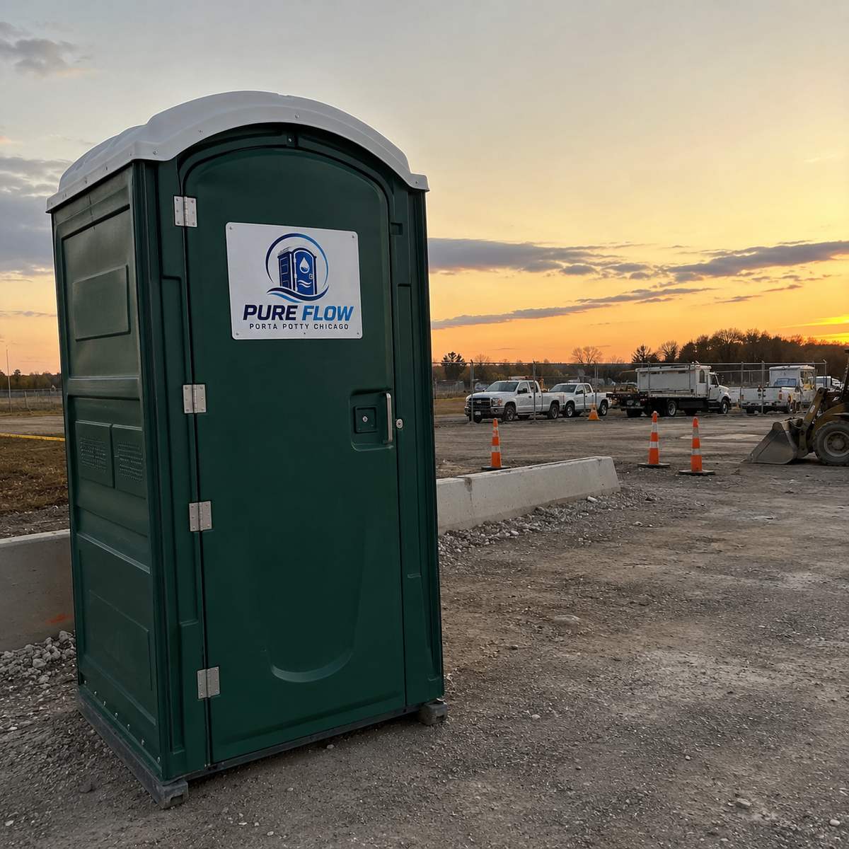 Porta potty rental on a Chicago construction site