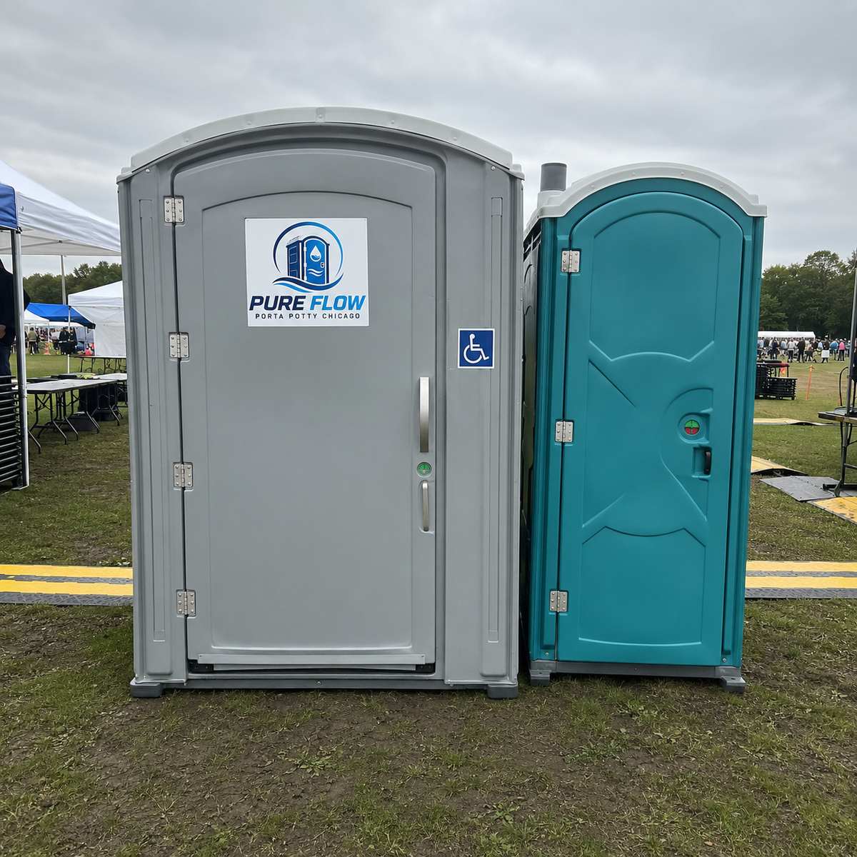 Pure Flow Porta Potty Chicago portable restrooms in use at an event