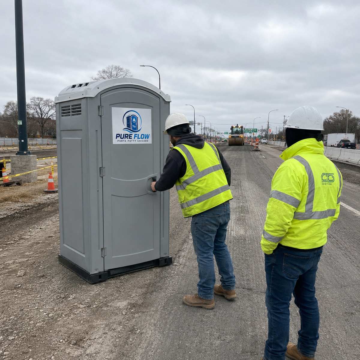 Road and municipal porta potty rental Chicago
